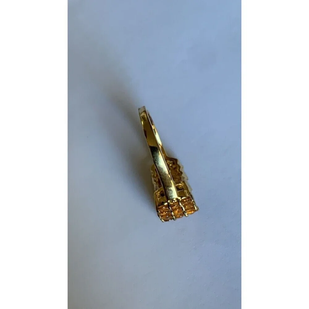 Citrine Pyramid 1.75 CT  Ring Size 7 Gold Plated .925 Sterling Silver